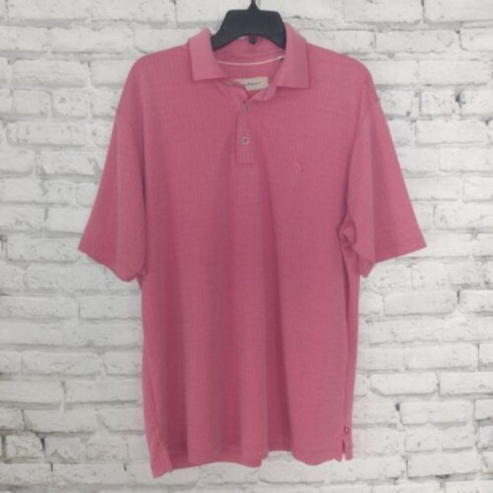 Tommy Bahama Polo Mens Large Red Short Sleeve Collared Modal Casual Shirt Flaw